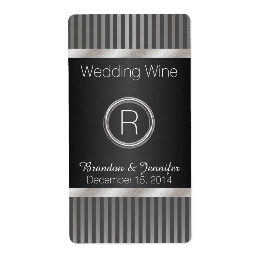 Chic Gray and Silver Wedding Mini Wine Labels (Vorne)