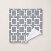 Chic Gray and White Geometric Square Pattern Badhandtuch Set (Waschlappen)
