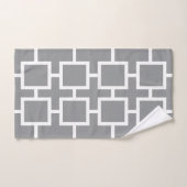 Chic Gray and White Geometric Square Pattern Badhandtuch Set (Handtuch)