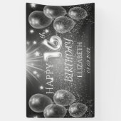 Chic Gray Balloons Stars 16. Geburtstag Banner (Vertikal)
