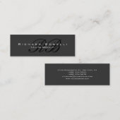 Chic Gray Black Calligraphy Monogram Business Card Mini Visitenkarte (Vorne/Hinten)