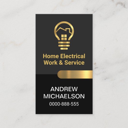 Chic Gray Black Layers Gold Tab Electrical Visitenkarte (Vorderseite)