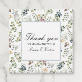 Chic Gray Blue Anemone Blume danke Ihnen Hochzeit Geschenkanhänger (Vorderseite)