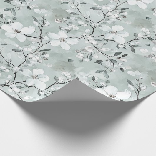 Chic Gray Blue White Blume Brautparty Geschenkpapier (Ecke)