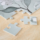Chic Gray Blue White Blume Puzzle (Seite)