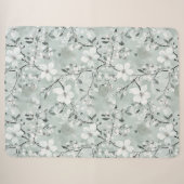 Chic Gray Blue White Blume Sherpadecke (Vorderseite (Horizontal))