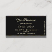 Chic Gray Borders on Black mit Logo Beruflich Visitenkarte (Rückseite)