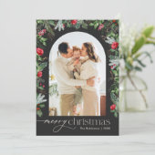 Chic Gray Botanical Arch 1 Foto Frohe Weihnachten (Stehend Vorderseite)