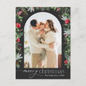 Chic Gray Botanical Arch Weihnachten 1 Foto Urlaub Postkarte (Vorderseite)