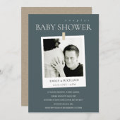 CHIC GRAY CUSTOM FOTO COUPLES BABY SHOWITE DANKESKARTE (Vorne/Hinten)