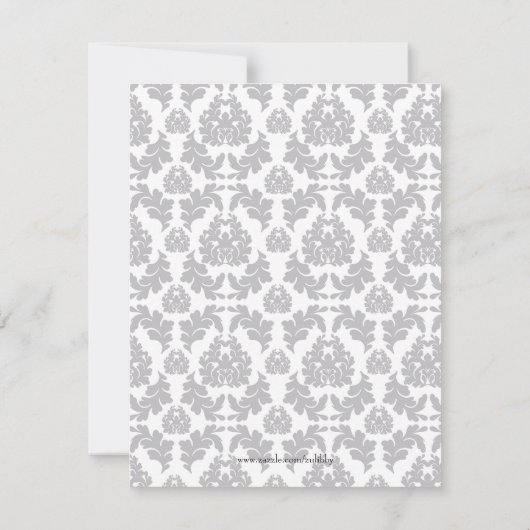 Chic Gray Damask & White Lace Brautparty Einladung (Rückseite)