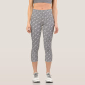 Chic Gray Floral Capri Leggings (Vorderseite)