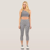 Chic Gray Floral Capri Leggings (Vorderseite)