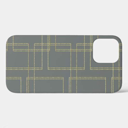 Chic Gray & Gold Geometric Glam Case-Mate iPhone Hülle (Rückseite (Horizontal))