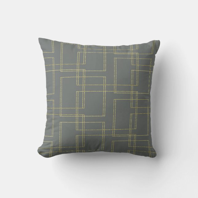 Chic Gray & Gold Geometric Glam Kissen (Vorderseite)
