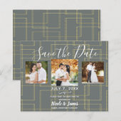 Chic Gray & Gold Geometric Glam Save the Date (Vorne/Hinten)