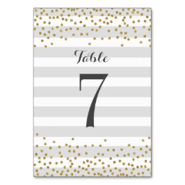 Chic Gray Gold Stripe Brautparty Party Hochzeit Tischnummer