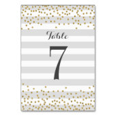 Chic Gray Gold Stripe Brautparty Party Hochzeit Tischnummer (Rückseite)