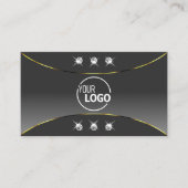 Chic Gray Gradient mit Gold Verziert Juwelen Logo Visitenkarte (Vorderseite)