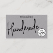 Chic Gray Handmade Crafts Simple Clean Kraft Logo Visitenkarte (Vorderseite)