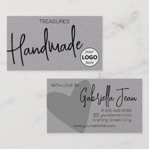 Chic Gray Handmade Crafts Simple Clean Kraft Logo Visitenkarte