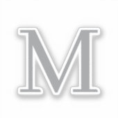 Chic Gray Initial Letter Monogram Modern Aufkleber (Vorderseite)