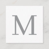 Chic Gray Initial Letter Monogram Modern Begleitkarte (Vorderseite)