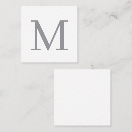 Chic Gray Initial Letter Monogram Modern Begleitkarte (Vorne/Hinten)