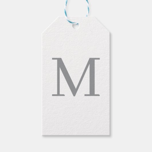 Chic Gray Initial Letter Monogram Modern Geschenkanhänger (Vorderseite)