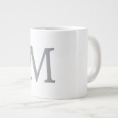Chic Gray Initial Letter Monogram Modern Jumbo-Tasse (Vorderseite Rechts)