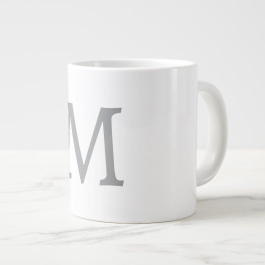 Chic Gray Initial Letter Monogram Modern Jumbo-Tasse (Vorderseite Rechts)