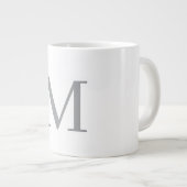 Chic Gray Initial Letter Monogram Modern Jumbo-Tasse (Vorderseite Rechts)