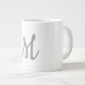 Chic Gray Initial Letter Monogram Modern Jumbo-Tasse (Vorderseite Rechts)