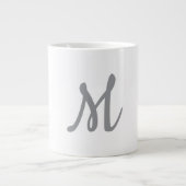 Chic Gray Initial Letter Monogram Modern Jumbo-Tasse (Vorderseite)