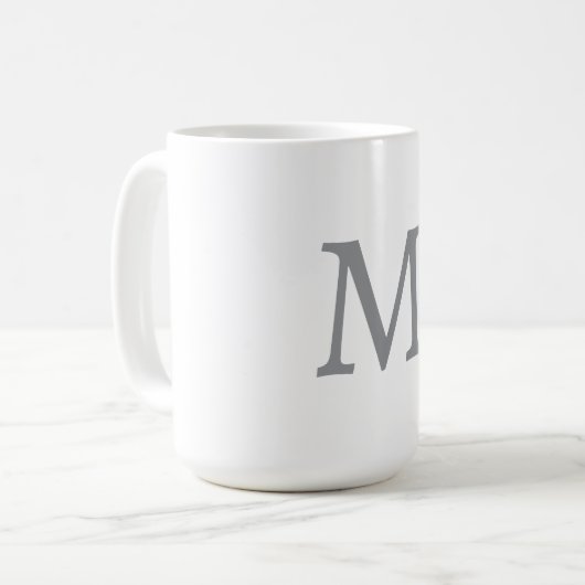 Chic Gray Initial Letter Monogram Modern Kaffeetasse (Vorderseite Links)