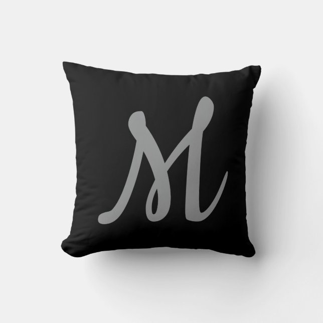 Chic Gray Initial Letter Monogram Modern Kissen (Vorderseite)