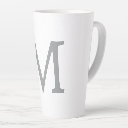 Chic Gray Initial Letter Monogram Modern Milchtasse (Rechte Ecke)