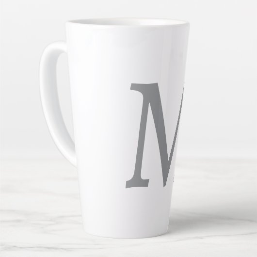 Chic Gray Initial Letter Monogram Modern Milchtasse (Linke Ecke)