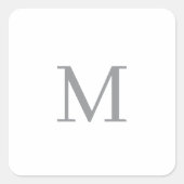 Chic Gray Initial Letter Monogram Modern Quadratischer Aufkleber (Vorderseite)