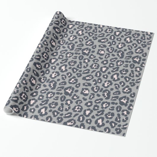Chic Gray Leopard Druckmuster Geschenkpapier (Ungerollt)