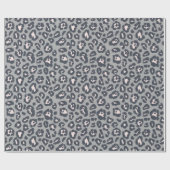 Chic Gray Leopard Druckmuster Geschenkpapier (Flach)