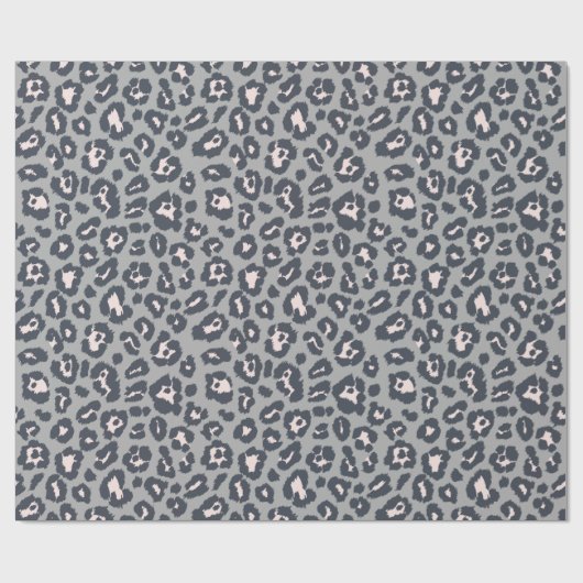 Chic Gray Leopard Druckmuster Geschenkpapier (Flach)