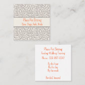 Chic Gray Leopard Print Business Card Quadratische Visitenkarte (Vorne/Hinten)