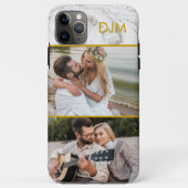 Chic Gray Marble and Gold Initials und 2 Foto Case-Mate iPhone Hülle (Rückseite)