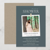 CHIC GRAY MINIMAL CUSTOM FOTO BABY SHOWITE EINLADE DANKESKARTE (Vorne/Hinten)