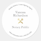 Chic Gray Minimal Gold Pens Notary Marketing Runder Aufkleber (Vorderseite)