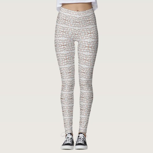 Chic Gray Mirrored Helix Pattern Leggings (Vorderseite)