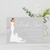 Chic Gray Modern Bride Posh Brautparty Einladung (Stehend Vorderseite)