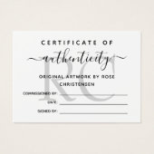 Chic Gray Monogram Certificate of Authenticity (Vorderseite)