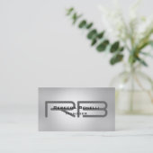Chic Gray Monogram Manager Business Card Visitenkarte (Stehend Vorderseite)